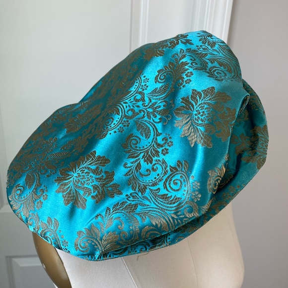 Handmade Teal Brocade Elizabethan Renaissance Tudor Hat - Picture 3 of 3
